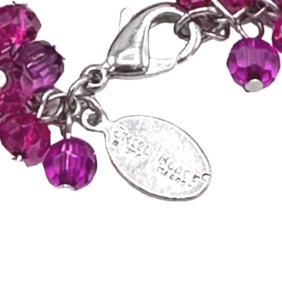 White House Black Market Cluster Beaded Pink Purple Necklace and Bracelet Set - Picture 5 of 5